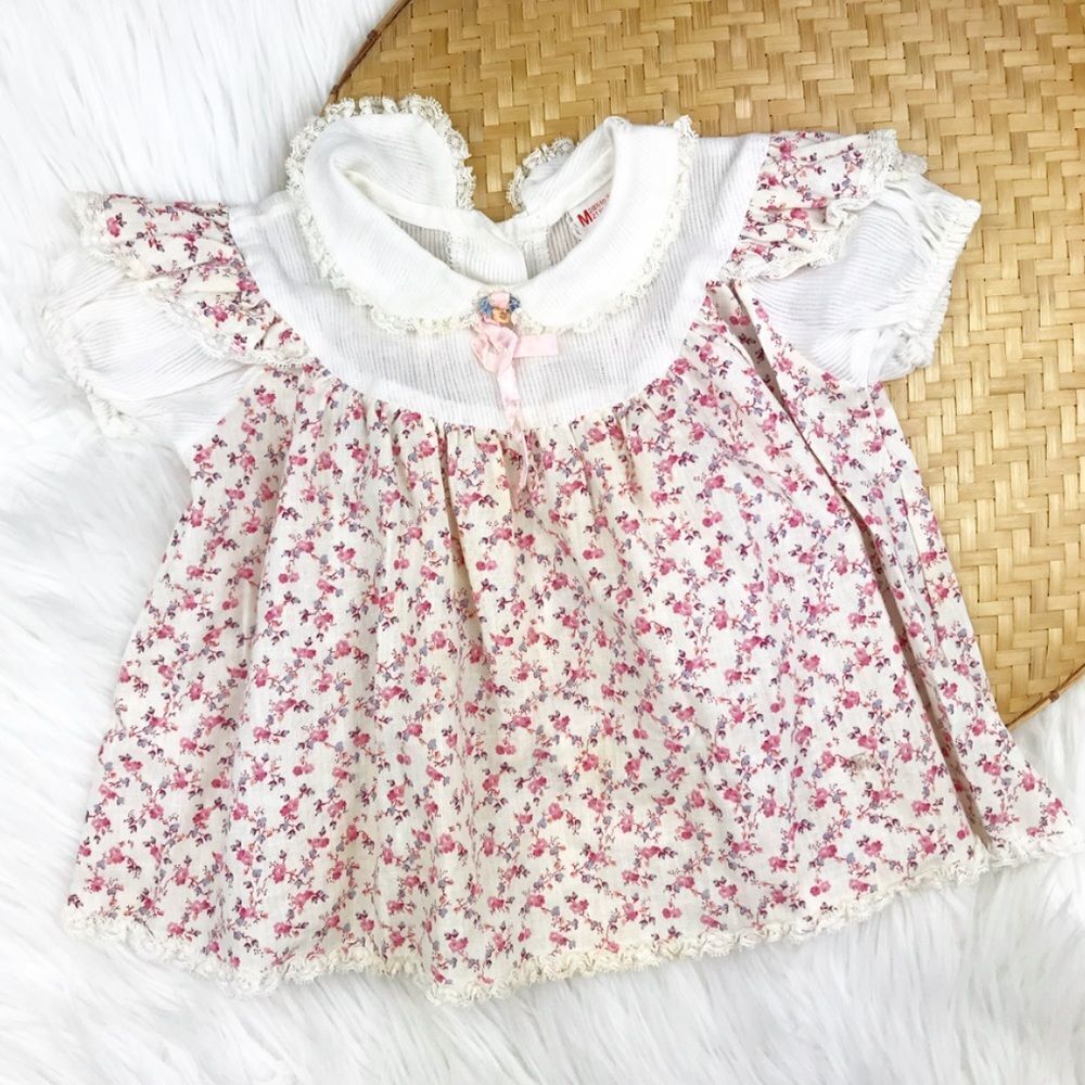 Vintage 70’s baby cottagecore floral tunic top